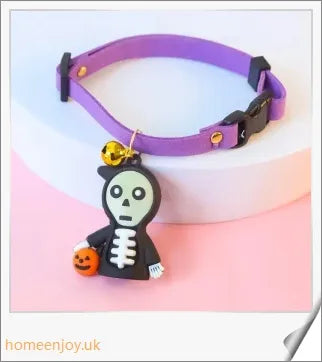 Collaween Halloween Pet Collar Adornment with luminous skeleton and pumpkin designs