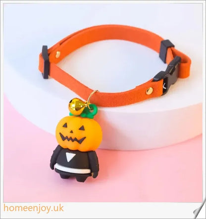 Collaween Halloween Pet Collar Adornment with luminous skeleton and pumpkin designs