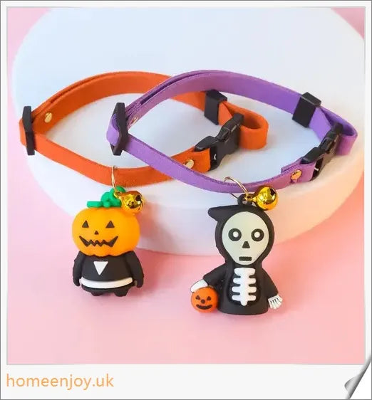 Collaween Halloween Pet Collar Adornment with luminous skeleton and pumpkin designs
