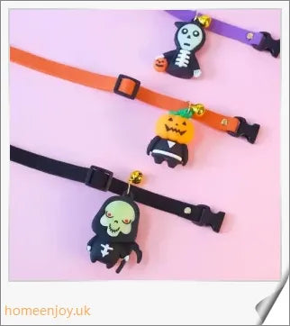 Collaween Halloween Pet Collar Adornment with luminous skeleton and pumpkin designs