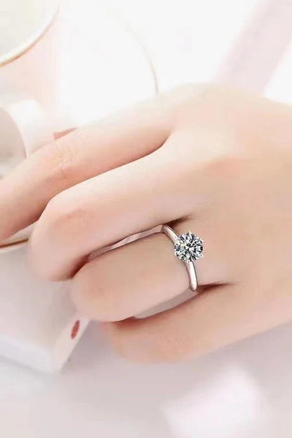 Premium 925 sterling silver ring featuring a captivating 3 carat moissanite centre stone in a classic 6-prong setting