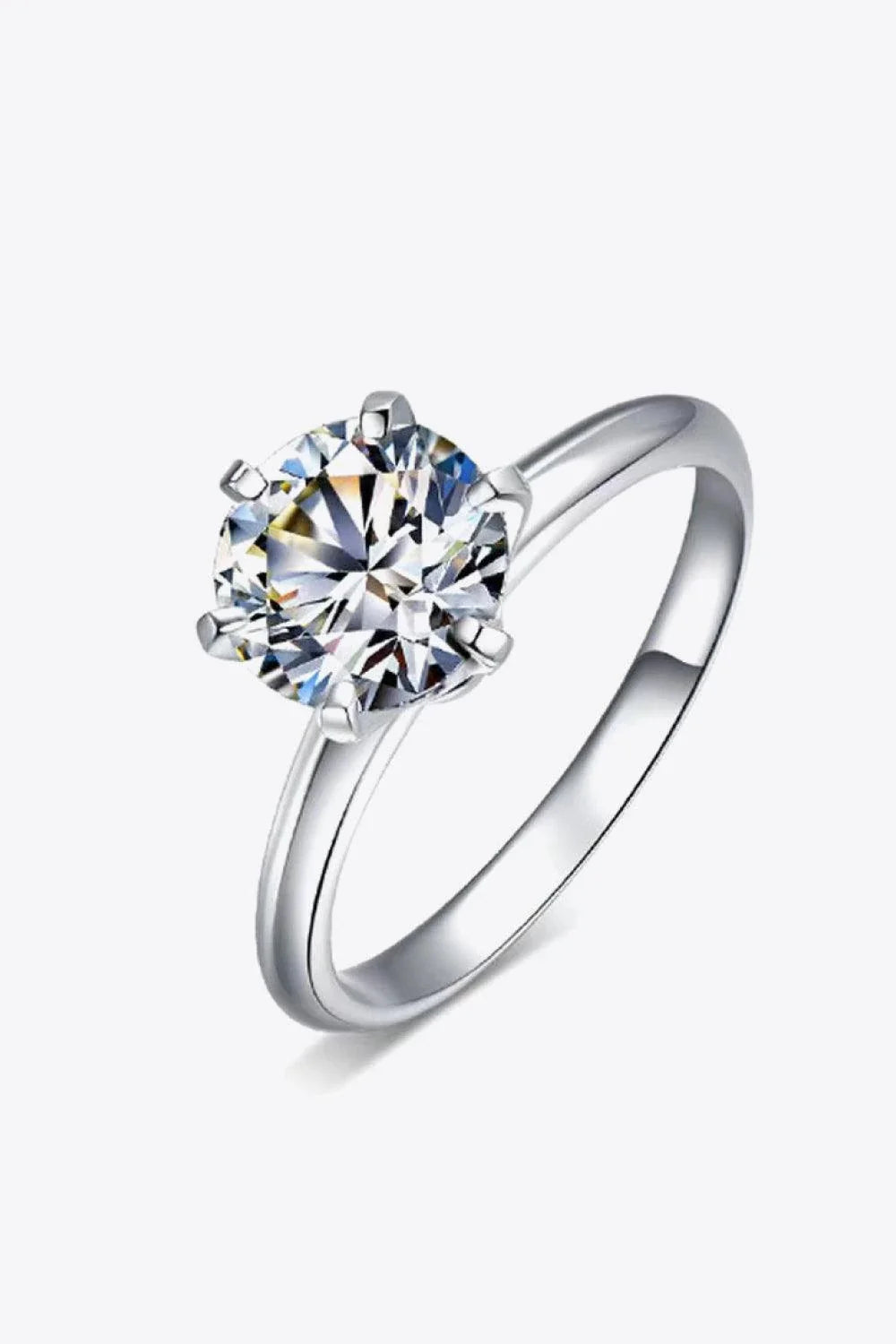 Premium 925 sterling silver ring featuring a captivating 3 carat moissanite centre stone in a classic 6-prong setting