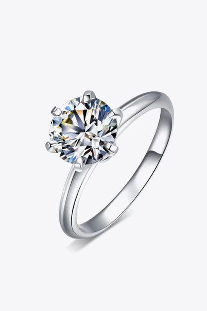 Premium 925 sterling silver ring featuring a captivating 3 carat moissanite centre stone in a classic 6-prong setting