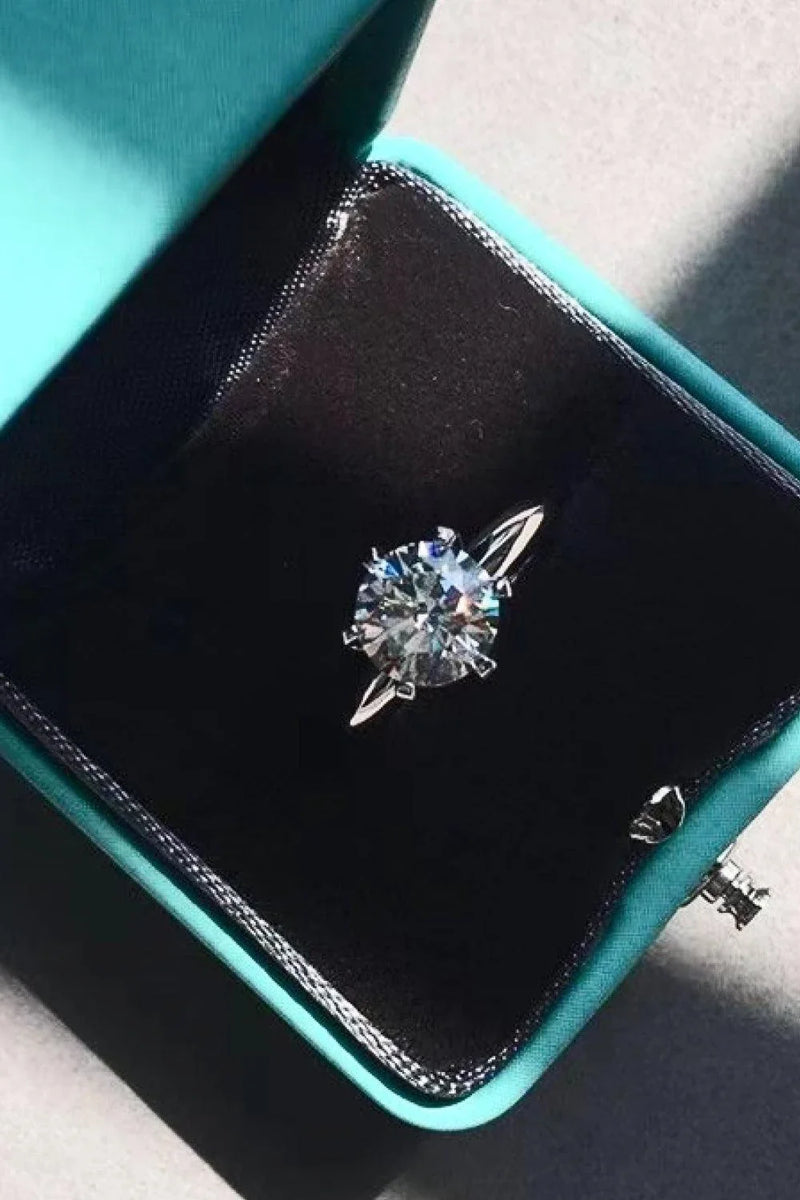 Homeenjoy_UK 3 Carat Moissanite 6-Prong Sterling Silver Ring