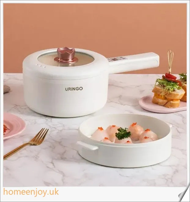 A sleek and stylish 700W electric ceramic liner cooking pot with adjustable temperature settings and a generous 1.6L capacity