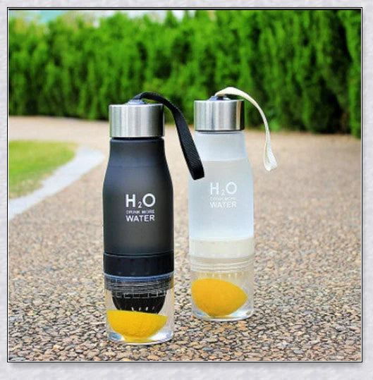 Customizable H2O Fruit Infusion Water Bottle in various colours, designed for active lifestyles and healthy hydration