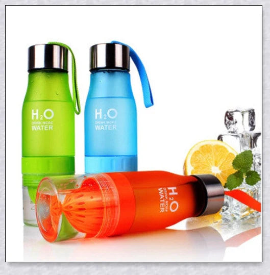 Customizable H2O Fruit Infusion Water Bottle in various colours, designed for active lifestyles and healthy hydration