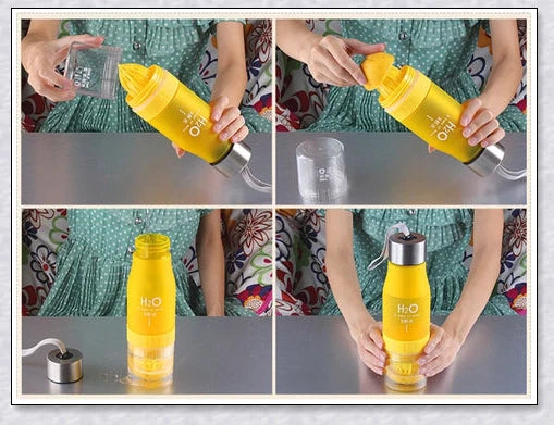 Customizable H2O Fruit Infusion Water Bottle in various colours, designed for active lifestyles and healthy hydration