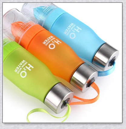 Customizable H2O Fruit Infusion Water Bottle in various colours, designed for active lifestyles and healthy hydration