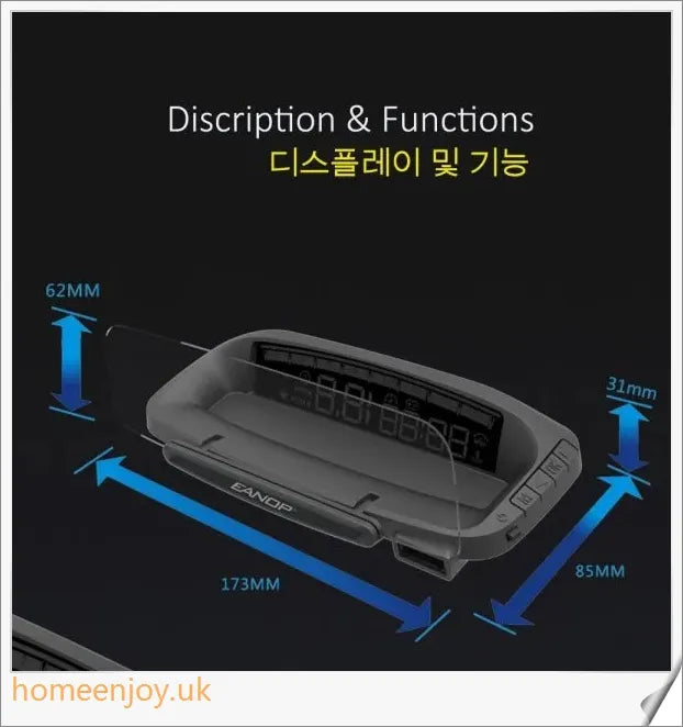 Car Speed Projector - Windshield Speedometer with Mirror Projecting Display, Intelligent Alarms, and Easy OBD-II Installation