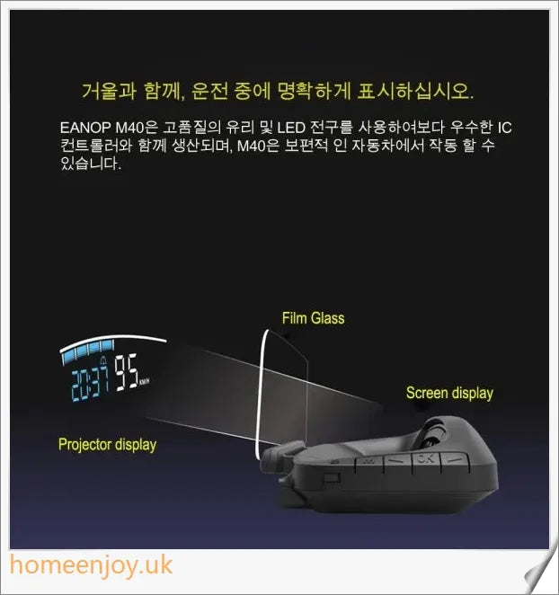 Car Speed Projector - Windshield Speedometer with Mirror Projecting Display, Intelligent Alarms, and Easy OBD-II Installation