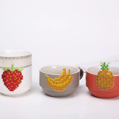 Fruit cartoon diamond painting notepaper set with resin drill bits, 6 x 8cm frameless handmade craft