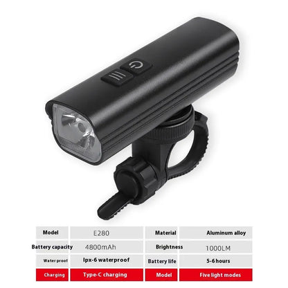 USB rechargeable bicycle headlight and taillight set with mounting bracket for night cycling safety