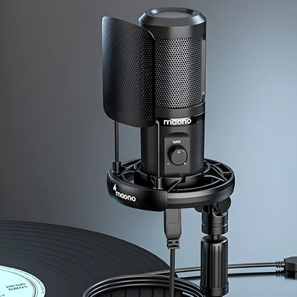 USB condenser microphone with tripod and shock rack in PM461 colour for desktop recording