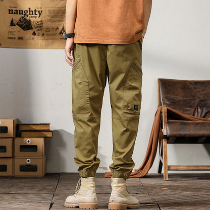 Men's cotton tapered harem trousers with ankle band in black colour