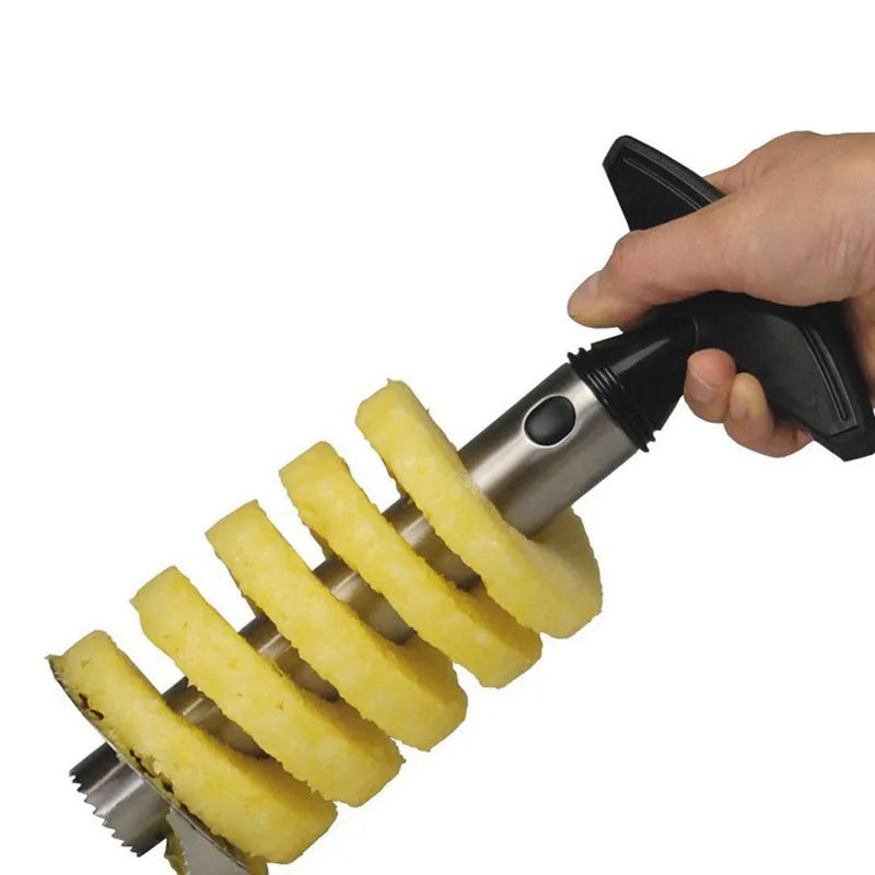 Stainless steel pineapple peeler tool with ABS handle in black, green and yellow colour options