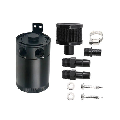 Aluminium automotive oil pot with two-hole breathable design in black finish