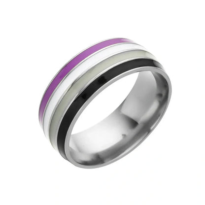 Bisexual pride stainless steel ring in geometric design, available in multiple styles and sizes
