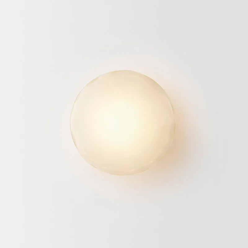 Wall-mounted bedside lamp with glass shade and iron body in various finish options