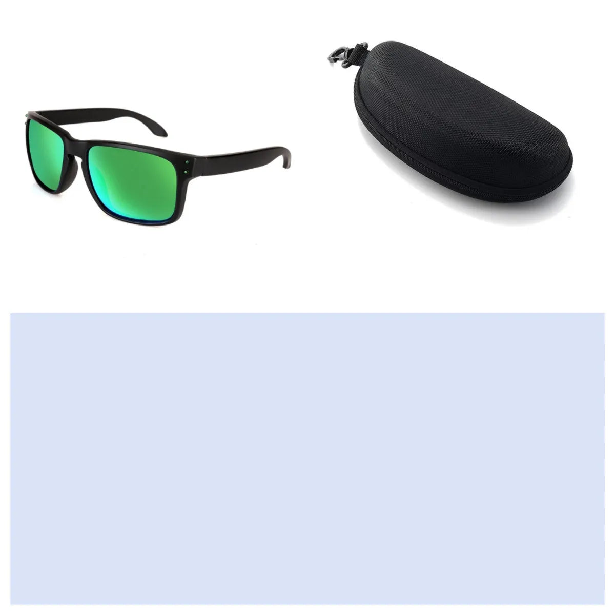 Men's sports sunglasses with polarised lenses in multiple colour options including blue, green, and grey plastic frames