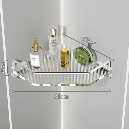 Acrylic bathroom shelving unit with space aluminium frame in gold or silver finish