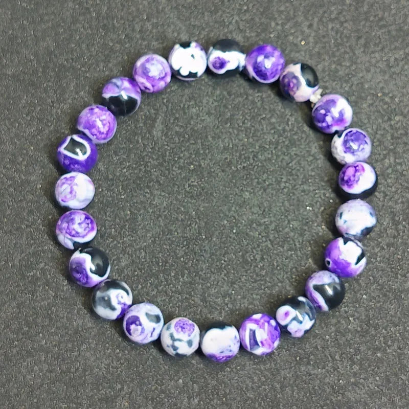 8mm natural agate bohemian ladies bracelet in four colour options