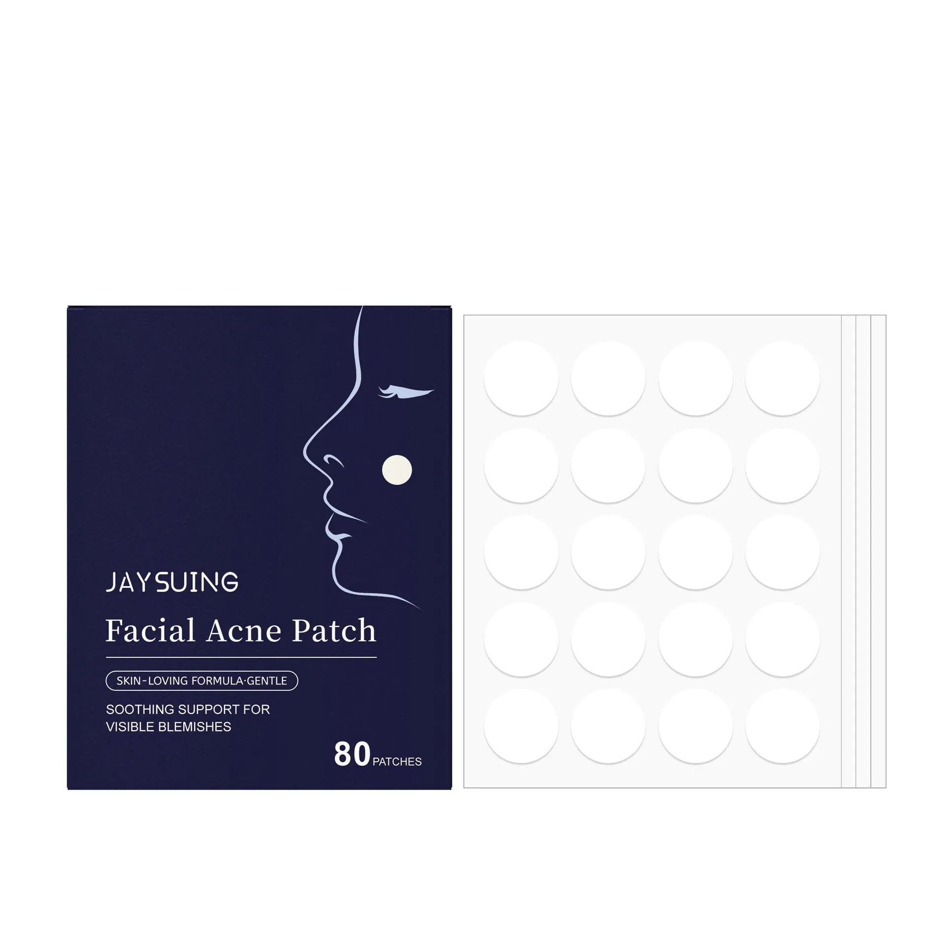 Transparent hydrocolloid acne patches in pack of 80 for facial spot treatment