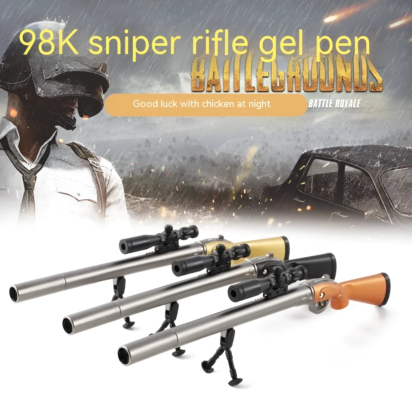 Eating Chicken 98K sniper rifle design gel pen with 0.5mm tip and plastic construction