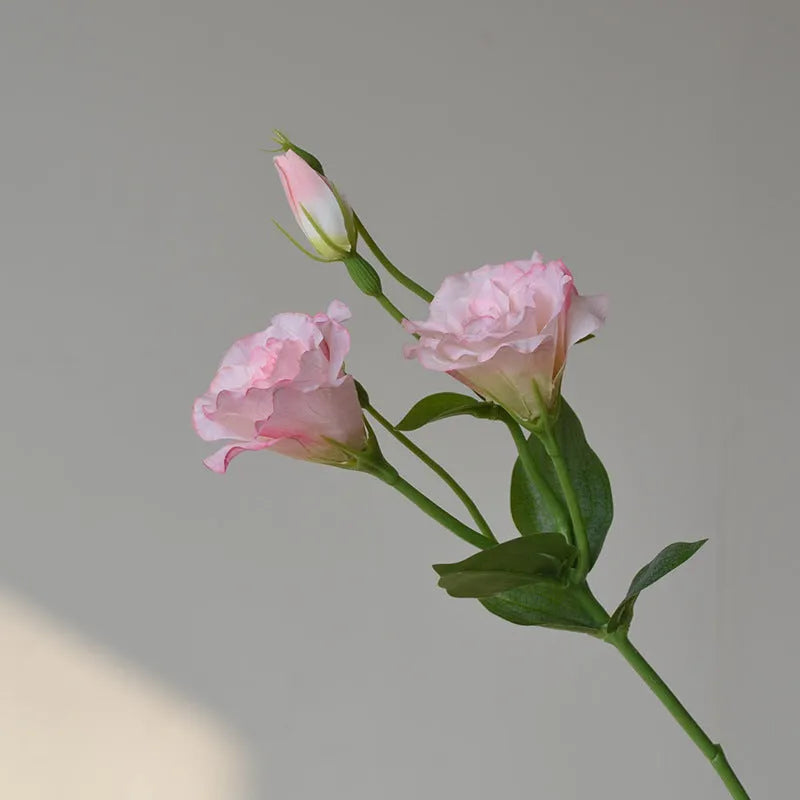 Silk artificial eustoma flower set with three blooms in five colour options for wedding and home decoration
