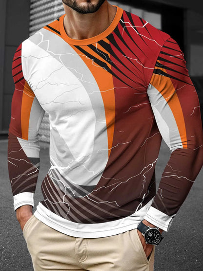 Man wearing a long sleeve milk silk pullover in a round neck, Young Casual style.