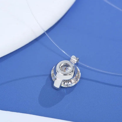 Women's moissanite clavicle chain with invisible fishing line and plum blossom design on 925 silver pendant