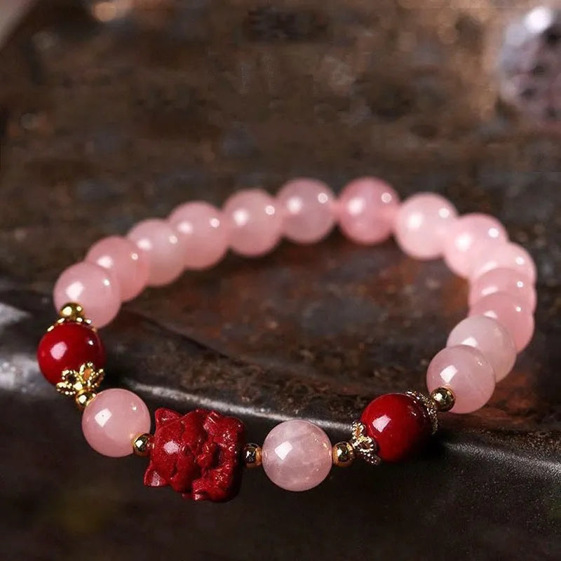Aquamarine crystal bracelet with pink blue colour and geometric design elements