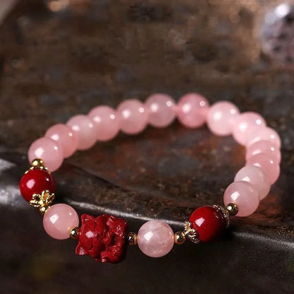 Aquamarine crystal bracelet with pink blue colour and geometric design elements