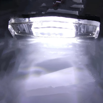 Minimalist white plastic LED licence plate light unit for CIVIC vehicles with cool white illumination