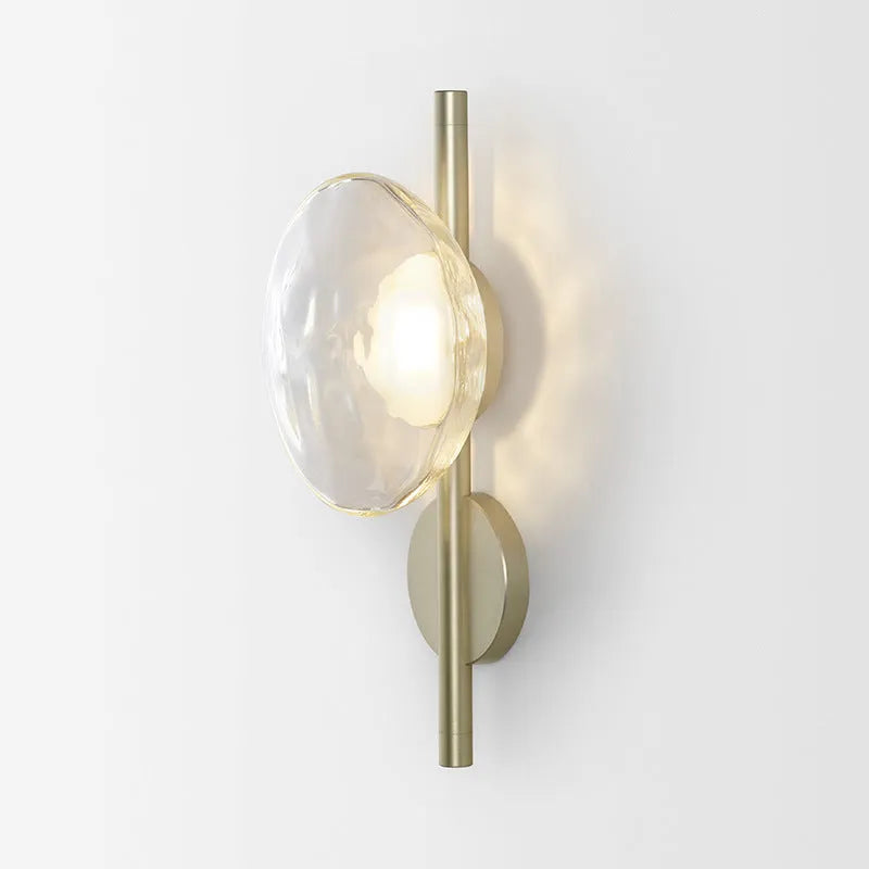 Wall-mounted bedside lamp with glass shade and iron body in various finish options