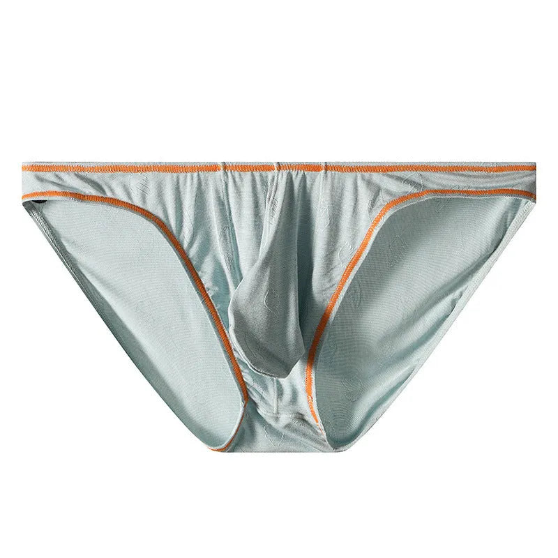 Men's ice silk modal underwear with butt-lift design shown in multiple colour options
