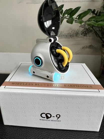 Black and white clip-on Bluetooth wireless sports headset showing ear clip design