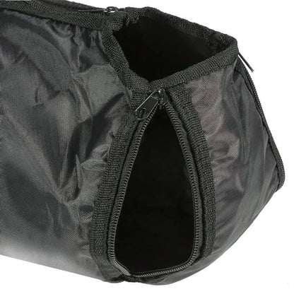 Black cat restraint bag with dimensions 28×17×2.5cm for grooming and feeding procedures
