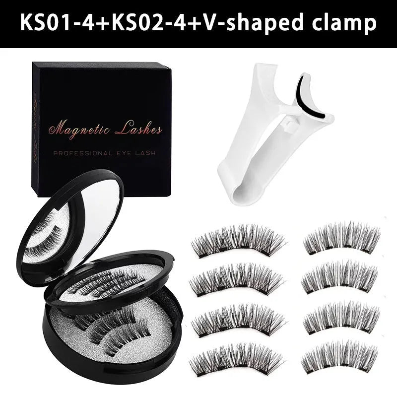 Magnetic suction false eyelashes with integrated soap holder, glue-free artificial fibre, 50g set, 75x75x25mm