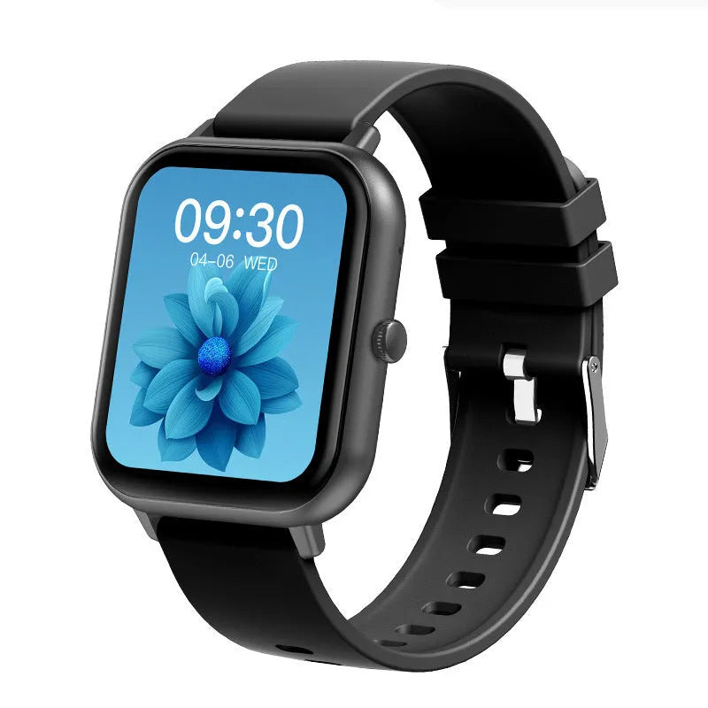 ZL54C smart watch in black with AMOLED screen displaying heart rate and blood pressure metrics