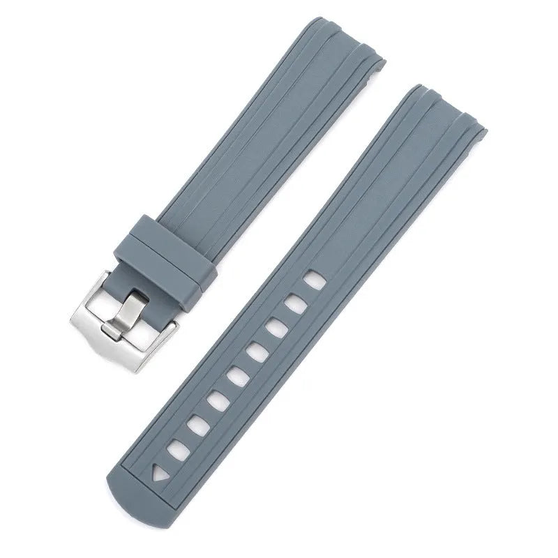 20mm wide genuine leather smartwatch strap in multiple colours with silver buckle.