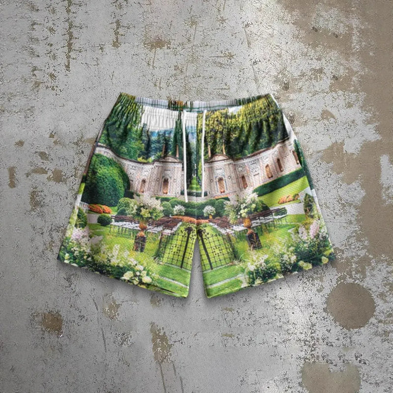Men's Beach Shorts Quick-Drying Milk Silk Fabric with Digital Printing Lightweight Thin Loose Fit Elastic Waist Casual Swim Trunks in Ten Colours Sizes S to 2XL