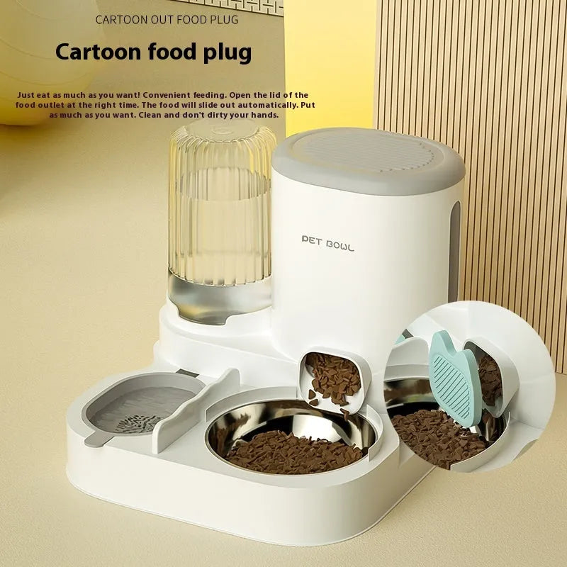 Automatic cat water fountain with dual stainless steel bowls in avocado green colour