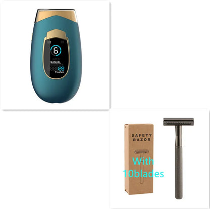 Home laser hair removal device in DH5 or DH4 colour with goggles, power adapter and power pin for whole body use