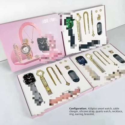 A58plus smart watch showing colour options with touch screen and strap