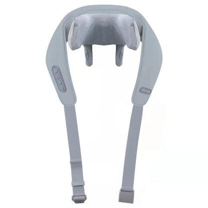 Grey elastic fabric USB rechargeable neck and back massage instrument
