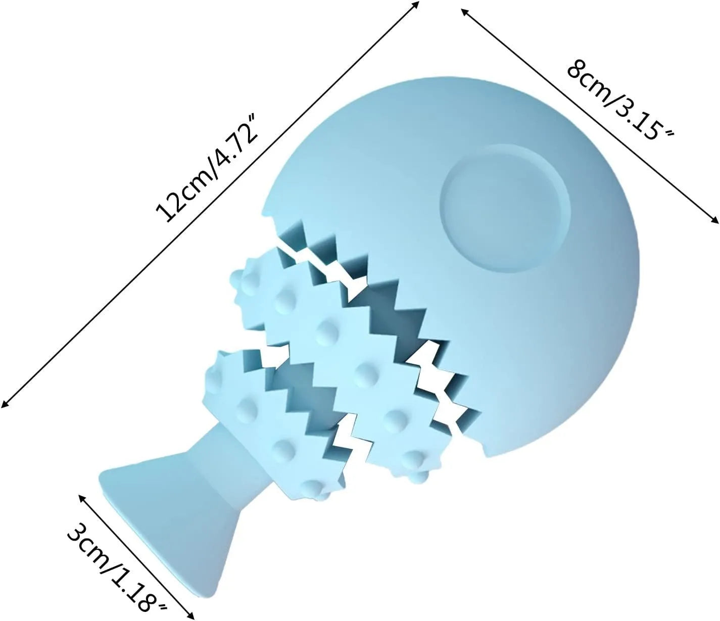 Blue fish bone shaped dog chew toy for dental care and interactive play