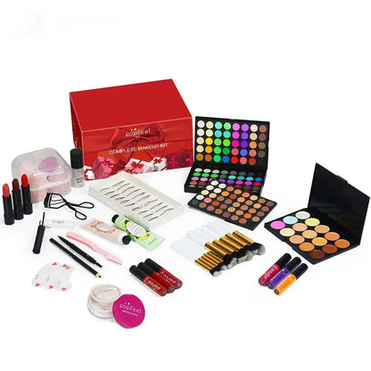 POPFEIL Yuan green mermaid makeup set POP003E, a complete cosmetic kit open to show contents.