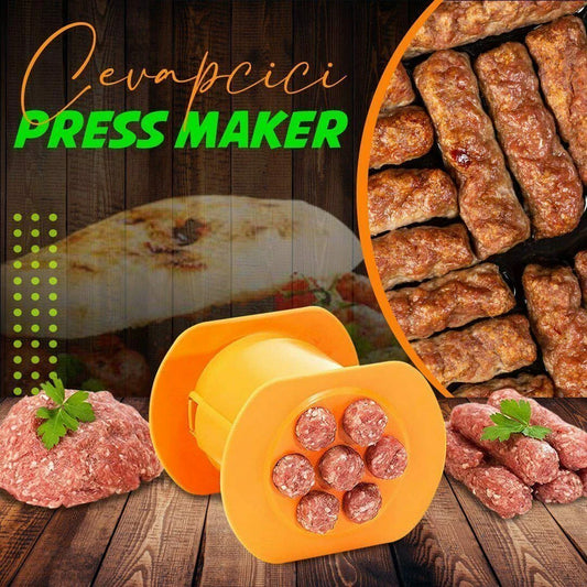 Versatile hot dog maker that can squeeze, stuff, and serve homemade sausages, pasta balls, and other DIY kitchen creations