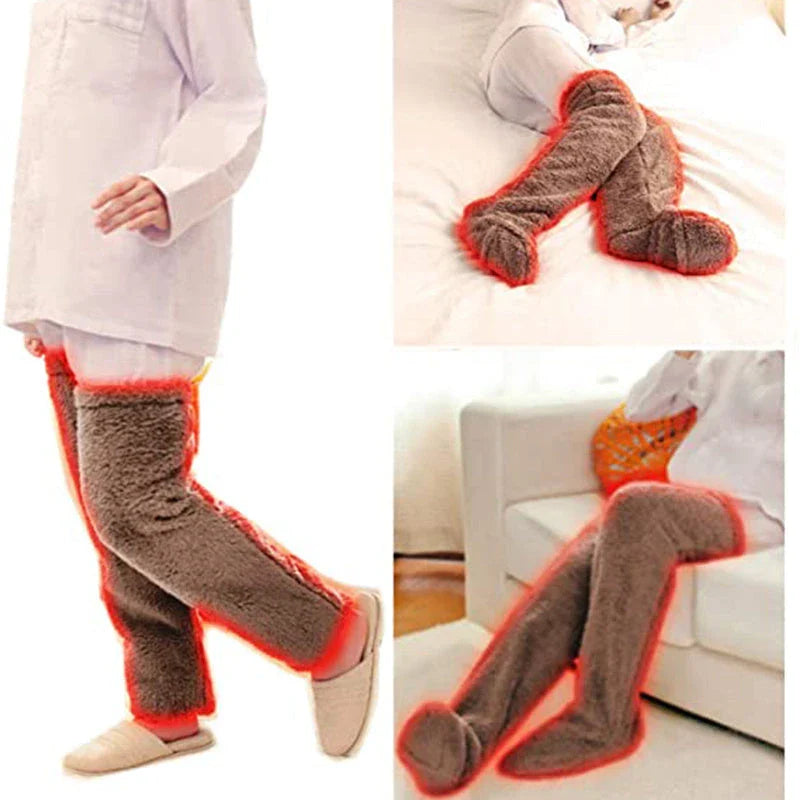 Cozy over-the-knee fuzzy socks in a variety of colors for winter warmth and comfort